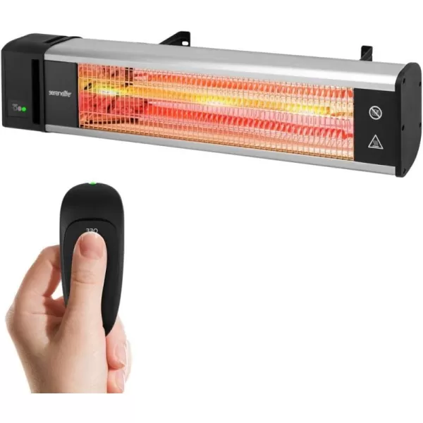 SereneLife Infrared Outdoor Electric Space Heater, Wall Mounted Heater, 1500 W, Electric Patio Heater w/Remote Control 29" x 6" for Restaurant, Patio, Backyard, Garage, Decks Black