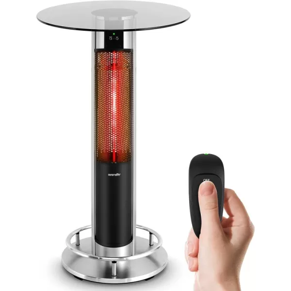 SereneLife Infrared Patio Heater, Electric Patio Heater for Indoor/Outdoor Use, Portable Table Heater with Remote Control, 1500 W, for Restaurant, Patio, Backyard, Garage, Decks 