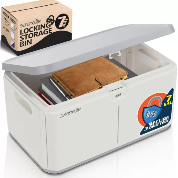 SereneLife Lockable Storage Box, 21 Gallon Capacity Storage Trunk with Combination Lock, Locking Container Bin for Organization