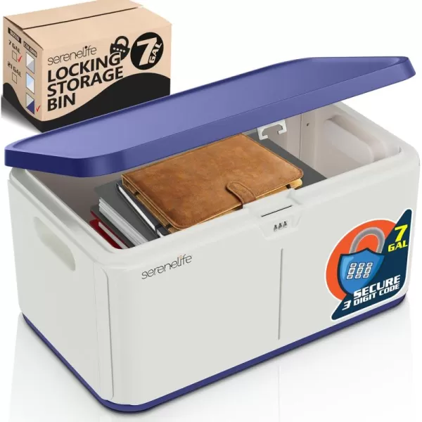 SereneLife Lockable Storage Box, 21 Gallon Capacity Storage Trunk with Combination Lock, Locking Container Bin for Organization