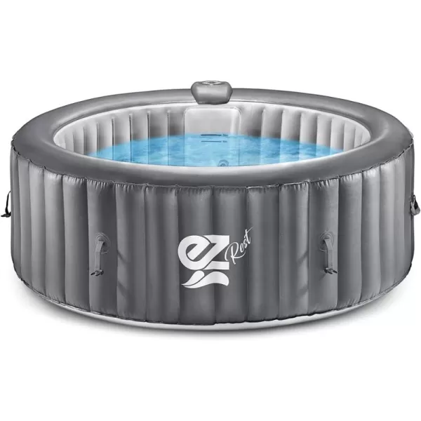 SereneLife Outdoor Portable Hot Tub - 82'' x 25'' 6-Person Round Inflatable Heated Pool Spa with 130 Bubble Jets, Filter Pump, Cover, LED Lights, and Remote Control