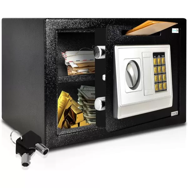 SereneLife Safe Box Front Loading Safe Cash Drop Vault Safe Security Box Cabinet Safe &amp; Money Safe Box Digital Steel Safe Safety Box for Cabinets, Home &amp; Office 13.8 x 9.8 x 9.8 2 Keys