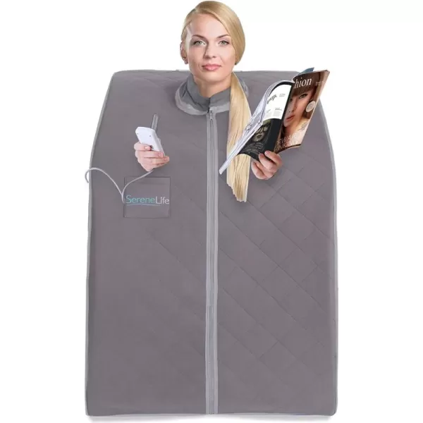 SereneLife Sauna - Portable Infrared Sauna, Home Sauna Tent, Sauna Room, Sauna Bag, One Person Indoor Sauna Box with Heating Foot Pad, Portable Chair and Remote Controller