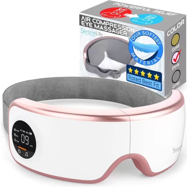 SereneLife Smart Eye Massager with Heat and Compression, Vibration, Music, Wireless Heated Mask for Migraines and Stress Therapy )