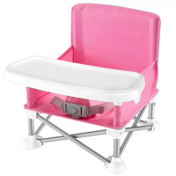 Serene Life Baby Seat Booster -Space Saver Toddler Booster Seat - Portable Pop and open Sit Folding Booster Feeding Chair - Safety Belt/Food Tray/Travel Bag - SereneLife SLBS66, Grey, 6 Piece Set