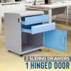 imageSereneLife 2 Drawer Rolling File Cabinet 3 Compartment Organizer Filing Desk wCoded Lock 1625 L x 165 W x 215 H GrayBlue