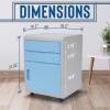 imageSereneLife 2 Drawer Rolling File Cabinet 3 Compartment Organizer Filing Desk wCoded Lock 1625 L x 165 W x 215 H GrayBlue