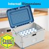 imageSereneLife Lockable Storage Box 7 Gallon Capacity Storage Trunk with Combination Lock Locking Container Bin for OrganizationBlue and White