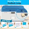imageSereneLife Lockable Storage Box 7 Gallon Capacity Storage Trunk with Combination Lock Locking Container Bin for OrganizationBlue and White