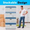imageSereneLife Lockable Storage Box 7 Gallon Capacity Storage Trunk with Combination Lock Locking Container Bin for OrganizationBlue and White