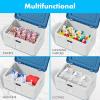 imageSereneLife Lockable Storage Box 7 Gallon Capacity Storage Trunk with Combination Lock Locking Container Bin for OrganizationBlue and White