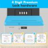 imageSereneLife Lockable Storage Box 7 Gallon Capacity Storage Trunk with Combination Lock Locking Container Bin for OrganizationLight Blue