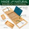 imageSereneLife Luxury Bamboo Bathtub Caddy Tray  Adjustable Natural Wood Bath Tub Organizer with Wine Holder Cup Placement Soap Dish Book Space ampamp Phone Slot for Spa Bathroom ampamp Shower  SLBCAD205 Standard  Soft Back  Gift Set