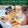 imageSereneLife Luxury Bamboo Bathtub Caddy Tray  Adjustable Natural Wood Bath Tub Organizer with Wine Holder Cup Placement Soap Dish Book Space ampamp Phone Slot for Spa Bathroom ampamp Shower  SLBCAD201 Standard  Soft Back