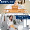 imageSereneLife Luxury Bamboo Bathtub Caddy Tray  Adjustable Natural Wood Bath Tub Organizer with Wine Holder Cup Placement Soap Dish Book Space ampamp Phone Slot for Spa Bathroom ampamp Shower  SLBCAD203 Folding  Hard Back  Gift Set