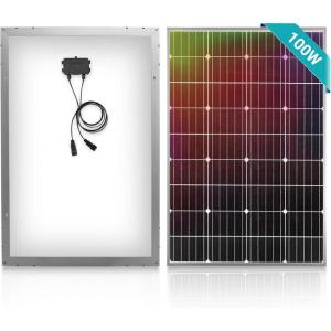 imageSereneLife 100W 12V Monocrystalline Portable Easy Mono Solar Panel Starter Kit w 3 ft 11AWG Cable Setfor Van Campers Golf Cart Car Roof Boat SLSPNL10