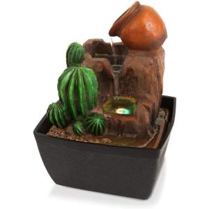 imageSereneLife 3Tier Desktop Electric Water Fountain Decor w LED  Indoor Outdoor Portable Tabletop Decorative Zen Meditation Waterfall Kit Includes Submersible Pump ampamp 12V Power Adapter  SLTWF52LED