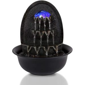 imageSereneLife Desktop Electric Water Fountain Decor w LED Illuminated Crystal Ball Accent  Indoor Outdoor Portable Tabletop Decorative Waterfall Kit Includes Submersible Pump ampamp 12V Adapter