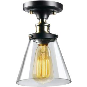 imageSereneLife Home Lighting Fixture  65 x 60 Dome Shaped Sculpted Glass Lamp Shade Compact Ceiling Light Accent Semi Flush Mount with ETL Rated Single Screwin Bulb Socket SLLMP3106