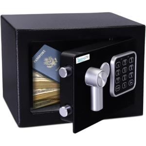 imageSereneLife Premium Steel Digital Safe Box  91quot x 67quot x 67quot  Secure Storage for Cash Firearms Jewelry ampamp More  Great For Hotels Cabinets ampamp Home Use  Electronic ampamp Mechanical Access  2 KeysBlack