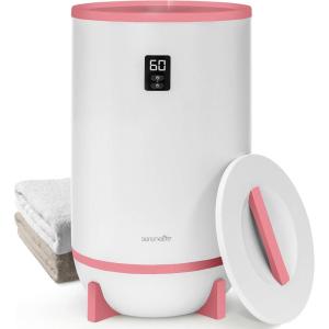 imageSereneLife Single Touch Towel and Blanket Warmer with Fragrant Disc Holder and LED Ring Red Perfect Size for Two Large Bath Towels Automatically Shut off Feature CherryPink