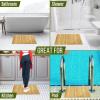 imageSereneLife Bamboo Bath Mat Floor Rug  Waterproof and Weather Resistant Natural Wood Bathroom Shower Foot Carpet with MultiPanel Strip Foldable Roll Up Non Slip Fabric for Indoor Use  SLFBMT20