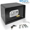 imageSereneLife Electronic Safe Box  Heavy Duty Money Safe  Digital Touch Pad Lockbox with Code and 2 Keys  Small Safe Box for Home or Office Secure Cash Jewelry Firearms  138 x 98 Black