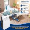 imageSereneLife Small Air Conditioner Portable 10000 BTU with Builtin Dehumidifier  Portable AC unit for rooms up to 450 sq ft  Remote Control Window Mount Exhaust Kit8 000 BTU