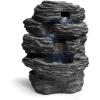 imageSereneLife 4Tier Water Fountain Decoration  Cool Indoor Outdoor Portable Electric Tabletop Decorative Zen Meditation Waterfall Decor Kit w LED Submersible Pump and Adapter  SLTWF15LED