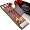 imageSereneLife Bamboo Bathtub Caddy with Luxury Gift Box and Red Gifting Ribbon Extendable ampamp Adjustable Tray with DeviceBook Holder with Removable Trays for Bath Accessories Stain Brown