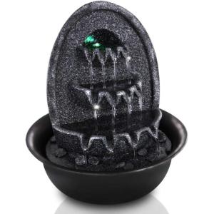 imageSereneLife 3Tier Desktop Electric Water Fountain Decor w LED  Indoor Outdoor Portable Tabletop Decorative Zen Meditation Waterfall Kit Includes Submersible Pump ampamp 12V Power Adapter SLTWF61LED
