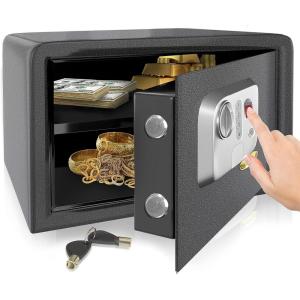 imageSereneLife Electronic Safe Box  Heavy Duty Money Safe  Digital Touch Pad Lockbox with Code and 2 Keys  Small Safe Box for Home or Office Secure Cash Jewelry Firearms  138 x 98 Black