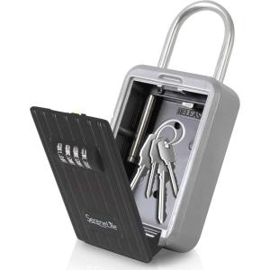 imageSereneLife Padlock Key Safe Security Box  Realtor Hanging Steel Metal Coded Key Holder Keeper Cabinet w 4Digit Combination Code Lock Up to 5 Spare Door Keys Storage Home Safety Use  SereneLife SLSFKEY27