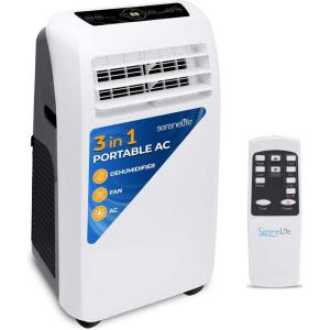 imageSereneLife Small Air Conditioner Portable 10000 BTU with Builtin Dehumidifier  Portable AC unit for rooms up to 450 sq ft  Remote Control Window Mount Exhaust Kit10 000 BTU
