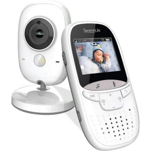 imageSereneLife USA Video Baby Monitor  Upgraded 850 Wireless Long Range Camera Night Vision Temperature Monitoring and Portable 2 Color Screen with Clip  SLBCAM105 GreenGray