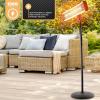 imageSereneLife Infrared Patio Heater Electric Patio Heater for IndoorOutdoor Use Portable Stand Heater with Remote Control 1500 W for Restaurant Patio Backyard Garage Decks BlackOff Black