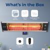 imageSereneLife Infrared Patio Heater Wall Mounted Electric Patio Heater with Remote Control 1500 W IndoorOutdoor Heaters for Patio Restaurant Backyard Garage Decks SilverBlack