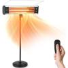 imageSereneLife Infrared Patio Heater Electric Patio Heater for IndoorOutdoor Use Portable Stand Heater with Remote Control 1500 W for Restaurant Patio Backyard Garage Decks BlackBlack