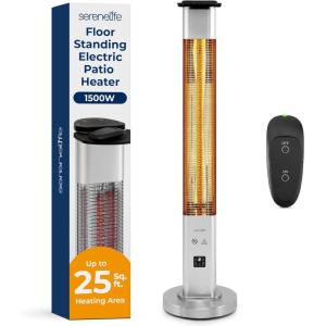 imageSereneLife Infrared Patio Heater Electric Patio Heater with Remote Control 1500 W IndoorOutdoor Heaters for Patio Restaurant Backyard Garage Decks Silver47