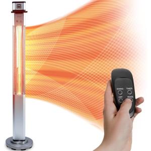 imageSereneLife Infrared Patio Heater Electric Patio Heater with Remote Control 1500 W IndoorOutdoor Heaters for Patio Restaurant Backyard Garage Decks Silver57