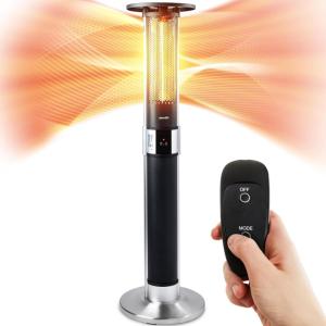 imageSereneLife Patio Heater Cover for SLOHT42 Infrared Outdoor Electric Space Heater Heavy Duty Propane Heater Cover Durable Tearproof Waterproof Dustproof WindSunlightSnow ResistantBlack