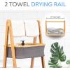 imageSerenelifeHome 2 Tier Fold Out Floor Standing Bathroom Storage Tower Shelf Collapsible Hamper Shelves Bamboo Wooden Drawers Small Ladder Organizer Shelving Corner Stand Unit for Bedroom Laundry Room