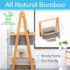 imageSerenelifeHome 2 Tier Fold Out Floor Standing Bathroom Storage Tower Shelf Collapsible Hamper Shelves Bamboo Wooden Drawers Small Ladder Organizer Shelving Corner Stand Unit for Bedroom Laundry Room