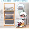 imageSerenelifeHome 2 Tier Fold Out Floor Standing Bathroom Storage Tower Shelf Collapsible Hamper Shelves Bamboo Wooden Drawers Small Ladder Organizer Shelving Corner Stand Unit for Bedroom Laundry Room