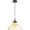 imageSereneLife Home Lighting Fixture  709 Adjustable Pendant Hanging Ceiling Light with 133 Glass Dome Shaped Sculpted Vintage Traditional Lamp Shade Sculpted and Screwin Bulb Socket SLLMP3112