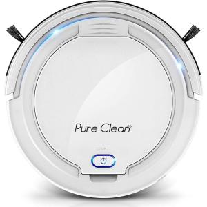 imagePURE CLEAN Smart Automatic Robot Vacuum CleanerSlim Rechargeable Electric Robo Vacuum Cleaner wSelf Programmed NavigationAntiFall SensorsCarpetHardwoodLinoleumTilePUCRC25PLUS5Robot Vacuum