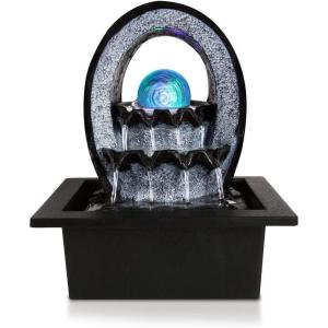 imageSereneLife Desktop Electric Water Fountain Decor w LED Illuminated Crystal Ball Accent  Indoor Outdoor Portable Tabletop Decorative Waterfall Kit Includes Submersible Pump ampamp 12V Adapter  SLTWF74LED