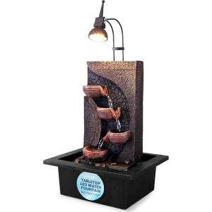 imageSereneLife Tabletop Water Fountain Home Decor Soothing Sound Machine with Automatic Pump Zen Relaxing Decor for Meditation 11quot Tall4Tier