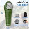imageSereneLife 0 Degree Mummy Sleeping Bag  MilitaryStyle Lightweight ampamp Waterproof for Extreme Cold Stays Warm in 510F NoSnag Zipper Compact Carry Bag ampamp Travel Pillow for Camping ampamp BackpackingGreen