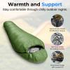 imageSereneLife 0 Degree Mummy Sleeping Bag  MilitaryStyle Lightweight ampamp Waterproof for Extreme Cold Stays Warm in 510F NoSnag Zipper Compact Carry Bag ampamp Travel Pillow for Camping ampamp BackpackingGreen